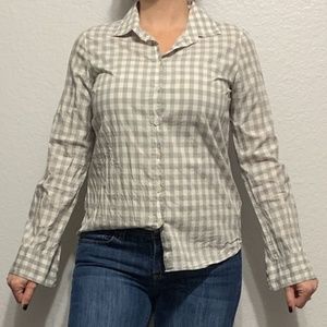 J.Crew Size 8 100% Cotton Button Down Toupe/White